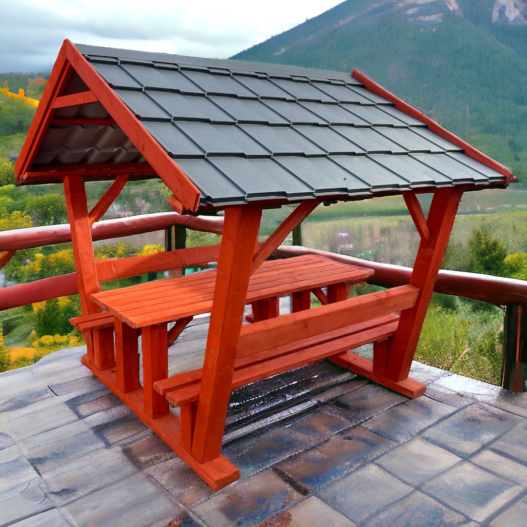 Kockaoszlopos Sörpad Lemeztetővel